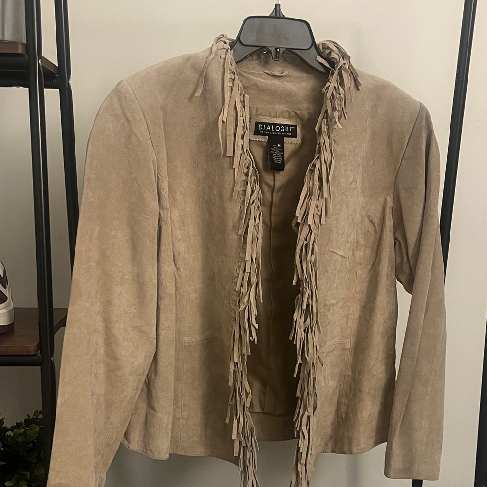 Dialogue Beige Fringe Women's Blazer